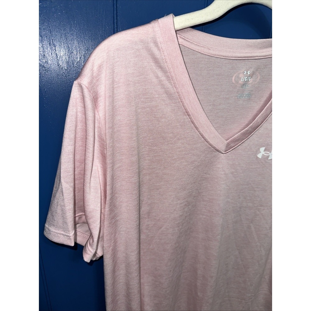 Under Armour Women Tech‎ V-neck Loose Short Sleeve T-shirt Moisture Wicking Pink - Picture 2 of 12